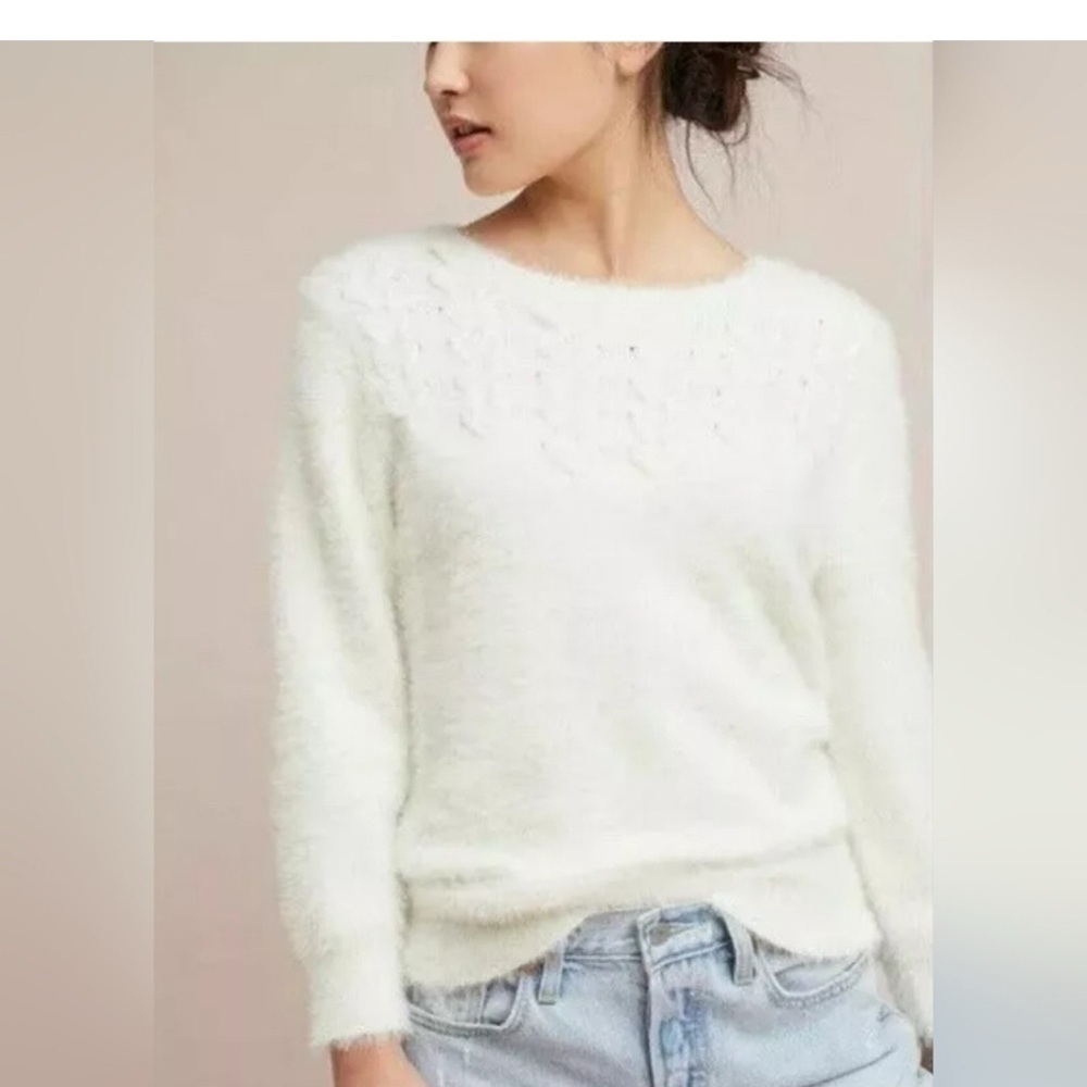 Anthropologie Rosie Neim White Sweatter